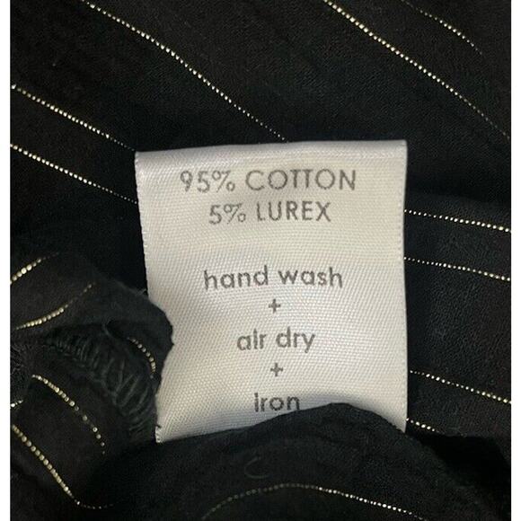 Lindsay Robinson Black Gold Lurex Valley Midi Dress Pocket Scoop Back Size Small - Picture 10 of 10